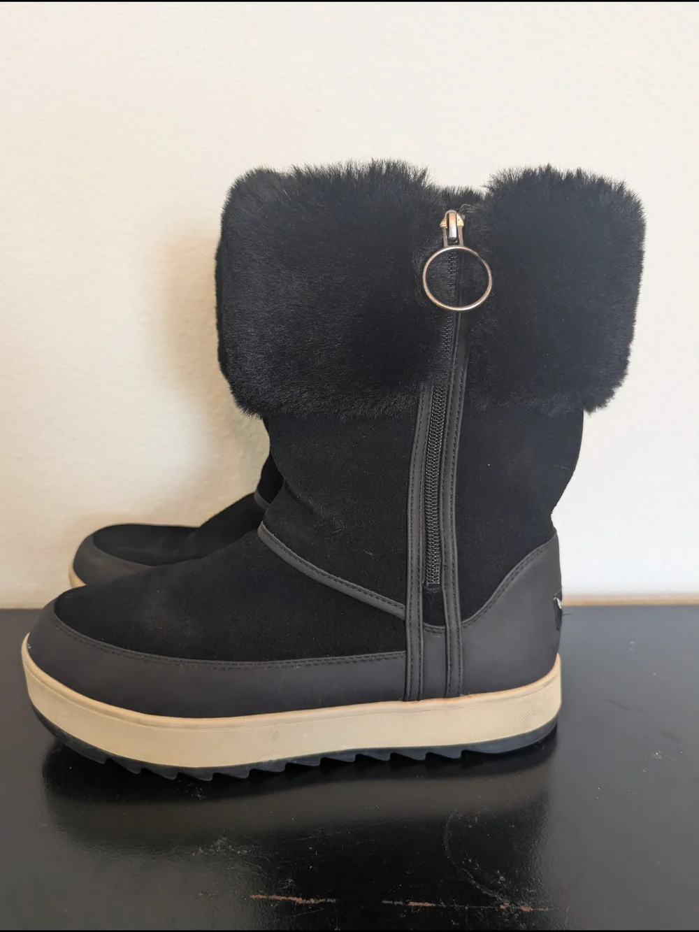 UGG Koolaburra by UGG Women's Tynlee Suede Fur High Boots Black